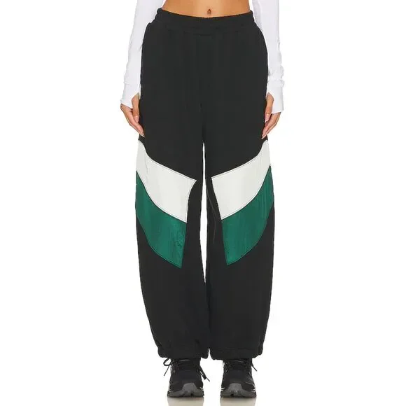 Free People FP Movement Hot Track Pant Black Combo green sportswear barrel leg M - Picture 1 of 6